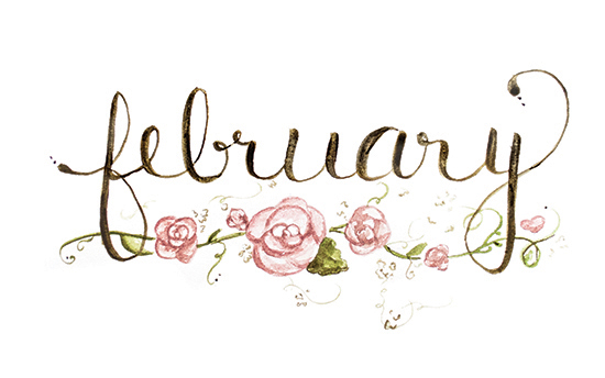 February | 2014 appointment calendar, watercolour, floral
